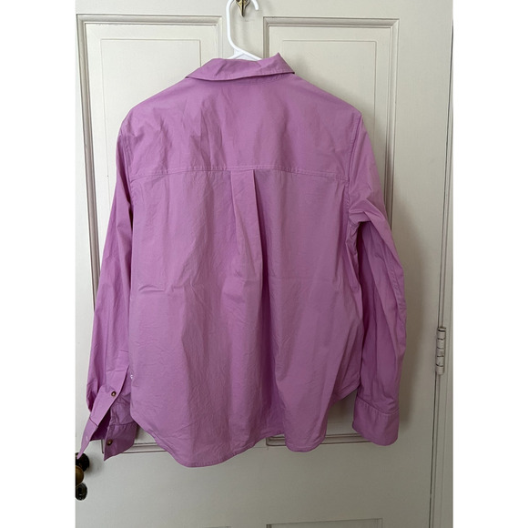 Lululemon Relaxed-Fit Cotton-Blend Poplin Button-Down Shirt Vitapink - large fit - Picture 5 of 7